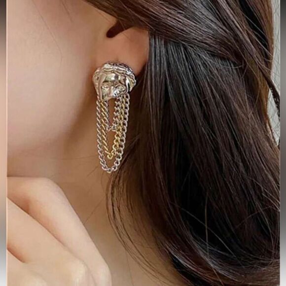 Chain Face Earrings S1030 - Picture 2 of 4